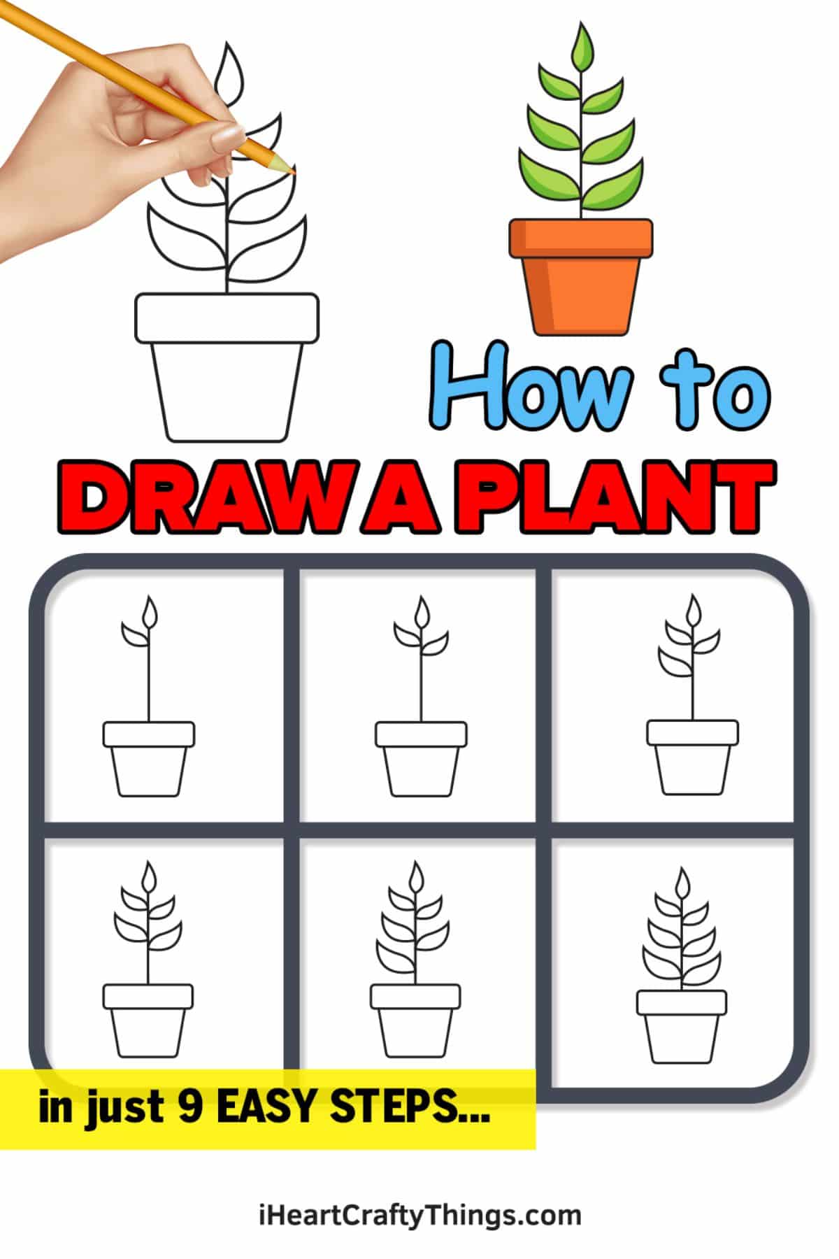 How to draw a plant on a pot poster.